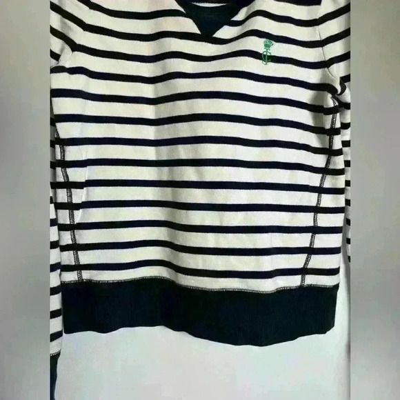JUICY COUTURE Pullover Sweatshirt Size M Green White Stripes Henley JG005559 y2k - Picture 4 of 9
